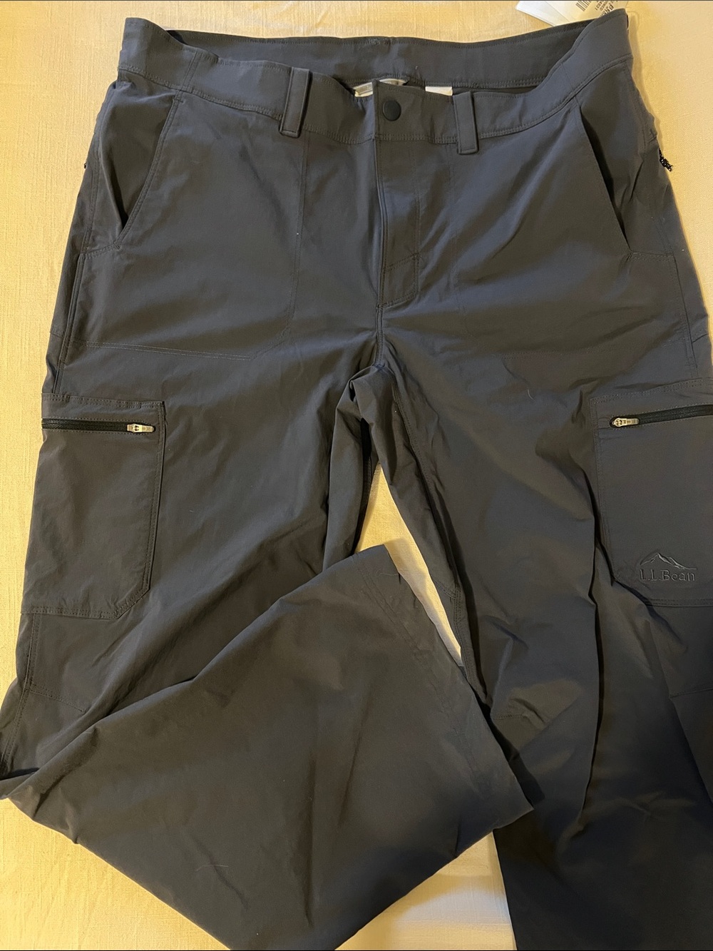 L.L. Bean Men's Black Cargo Pants with Zip Thigh Pockets
